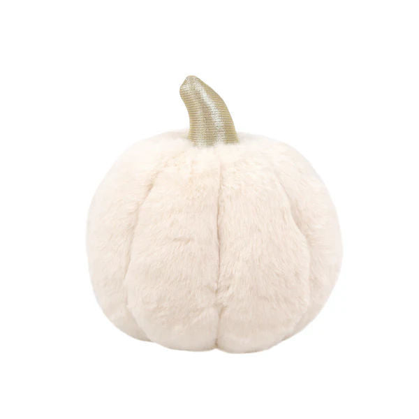 Off-white plush pumpkin with a gold stem.
