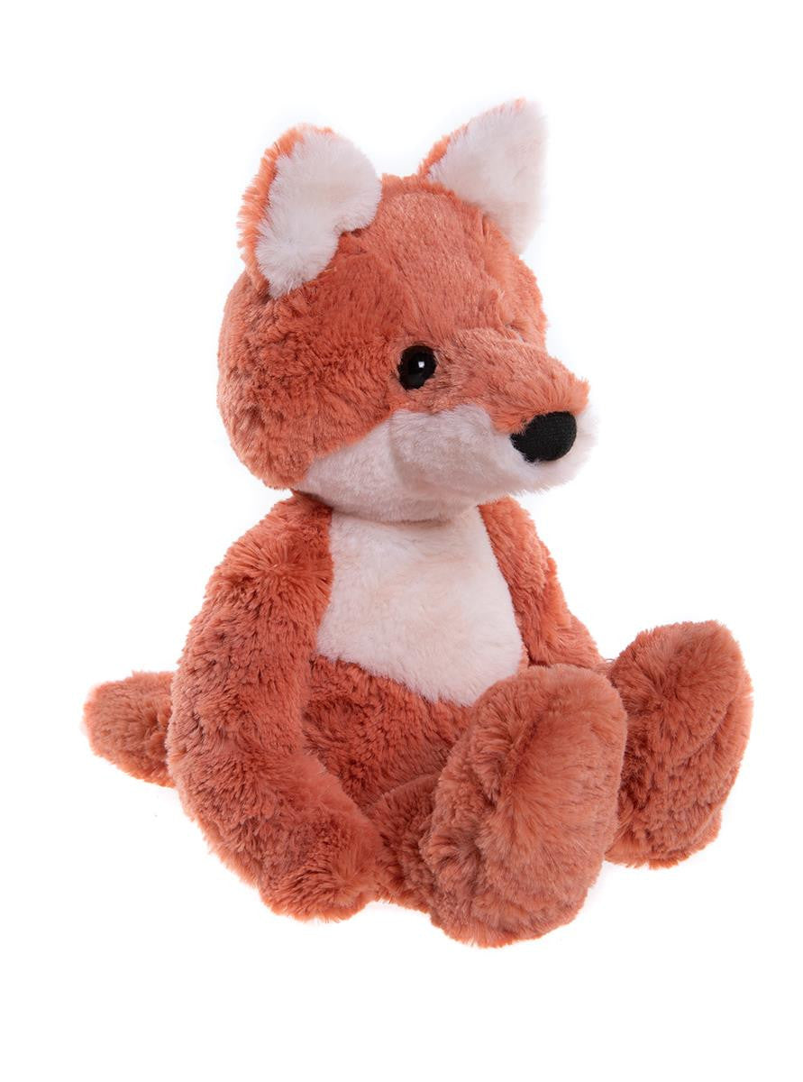 Plush fox toy on a white background