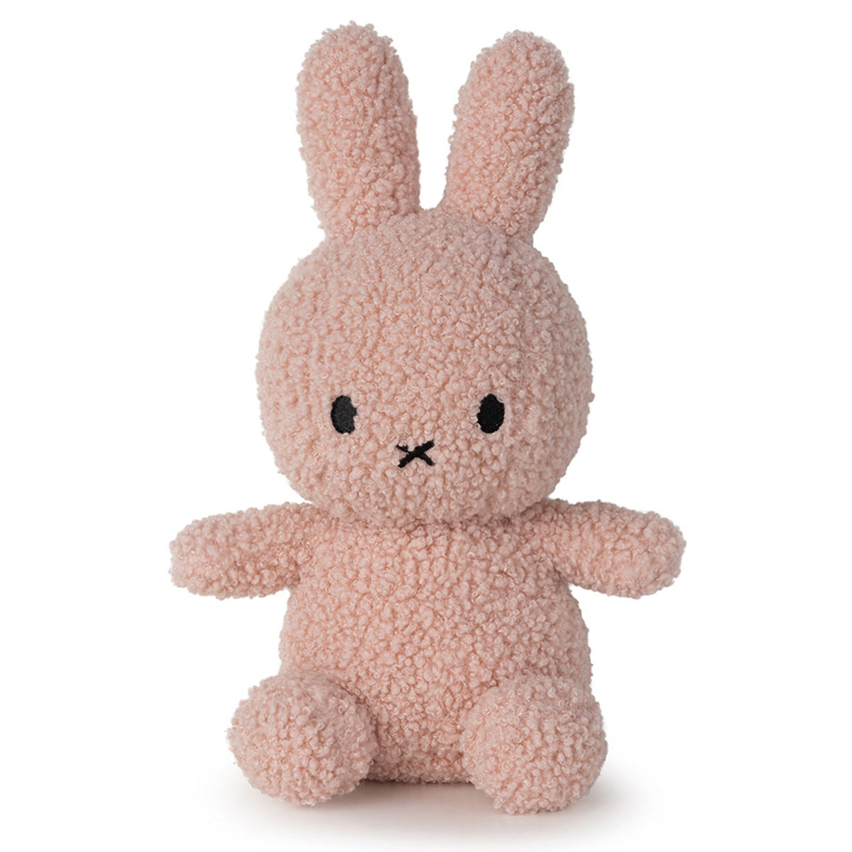 Pink plush Miffy bunny with embroidered eyes and mouth.