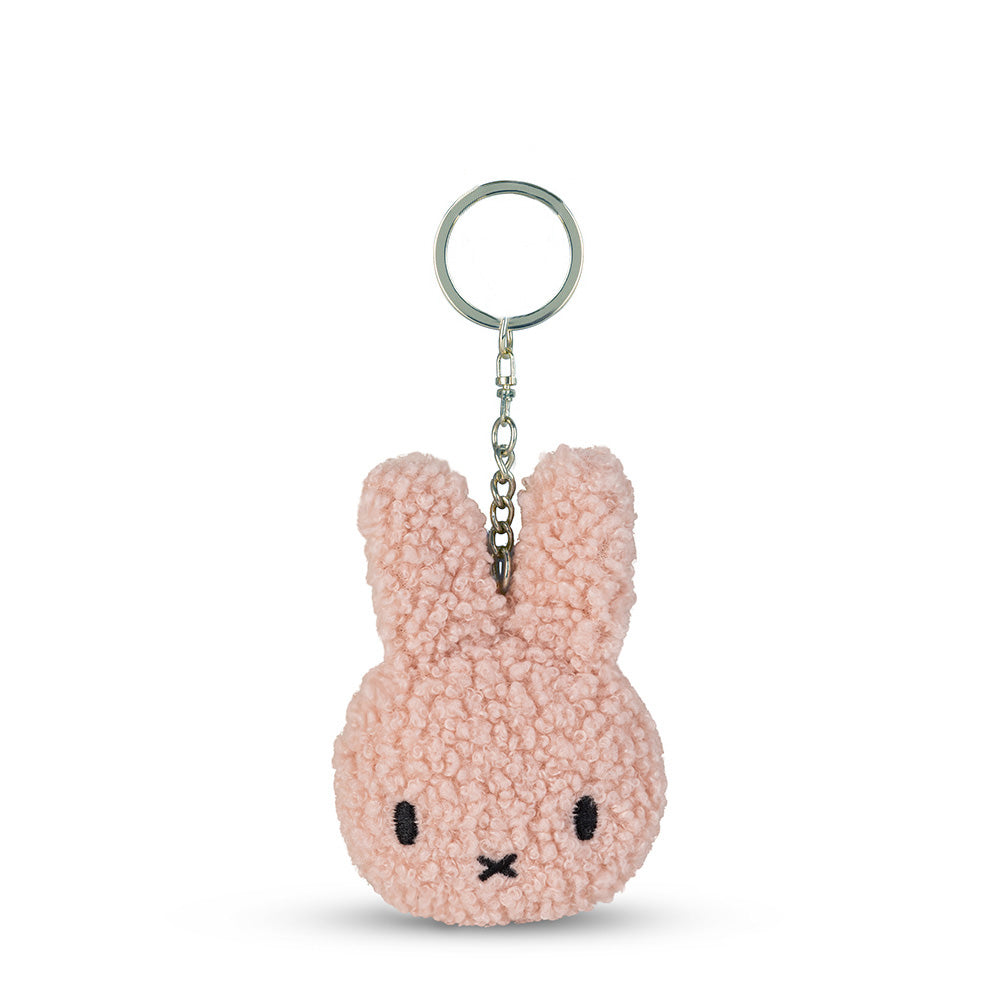 Pink fuzzy bunny keychain.