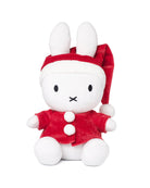 White Miffy plush wearing red Santa hat and jacket.