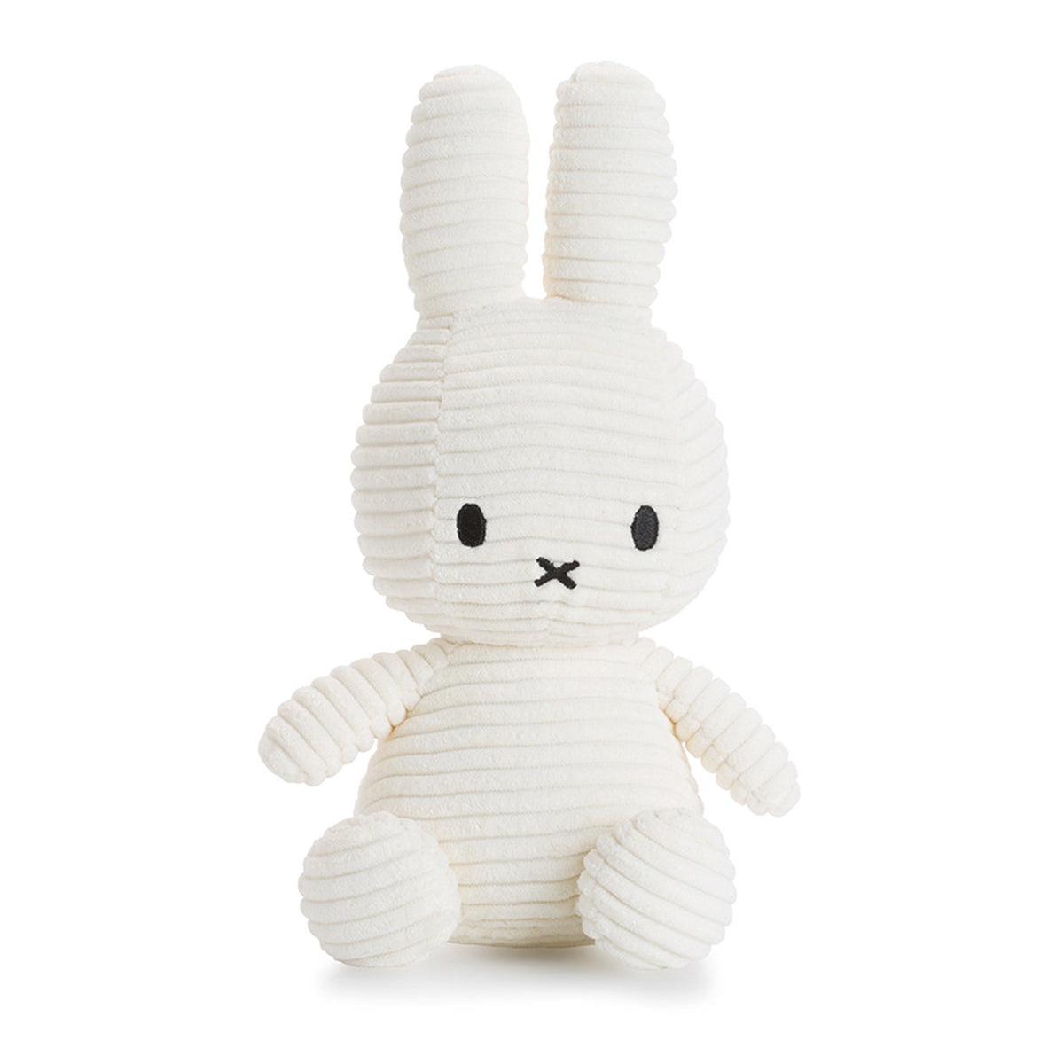 White corduroy Miffy stuffed animal.