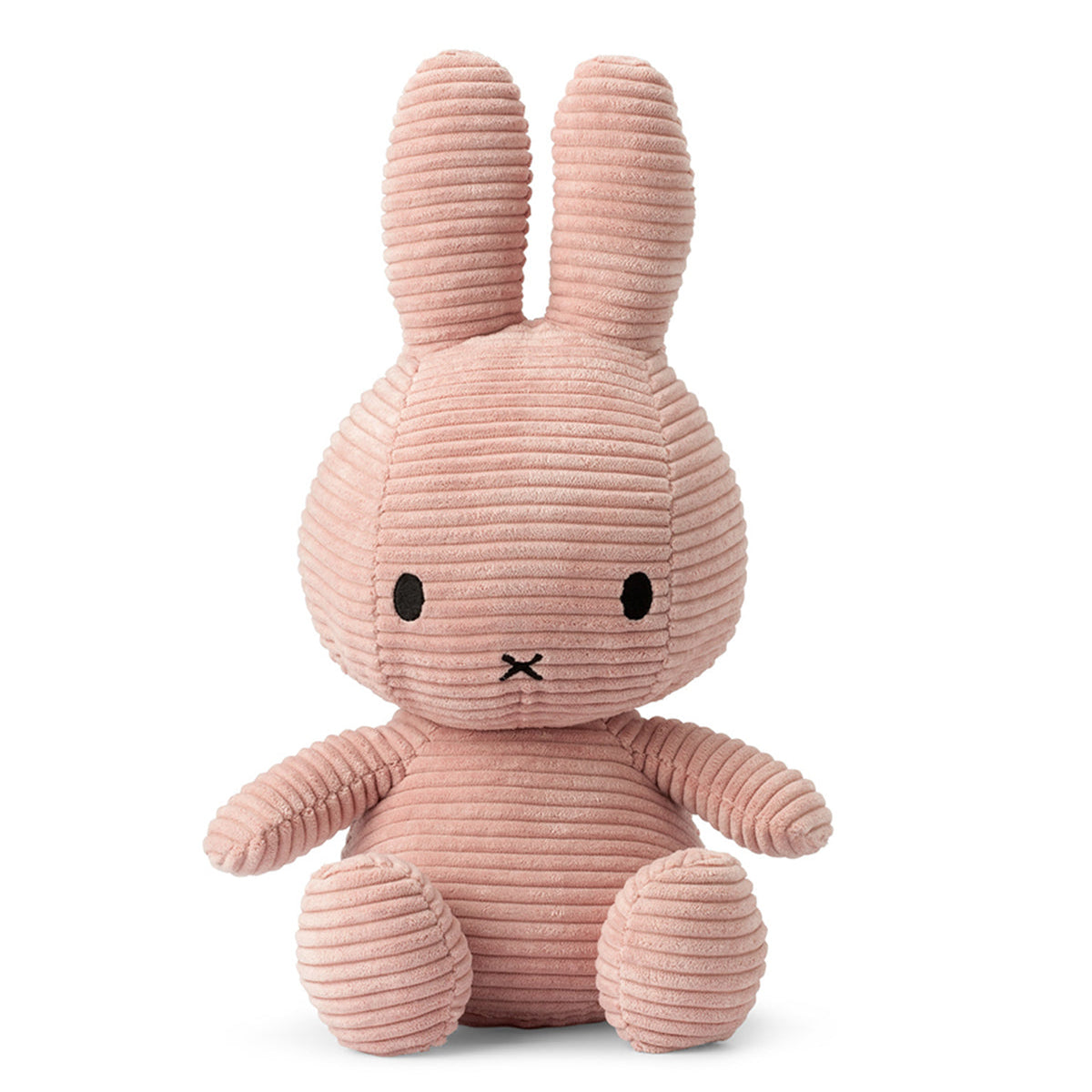 Pink plush bunny toy on a white background