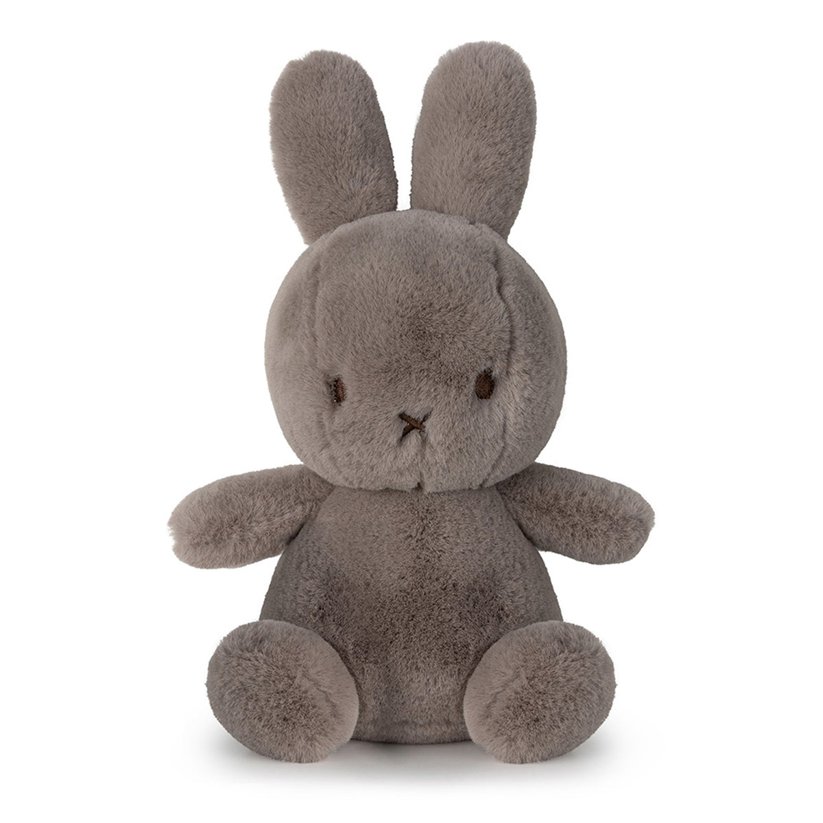 Gray, plush Miffy bunny toy sitting upright.