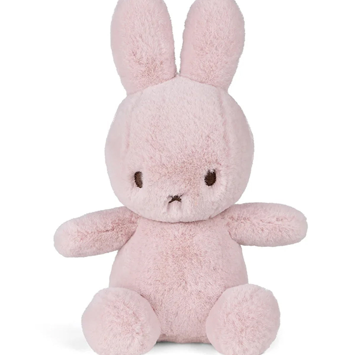 Pink plush bunny toy on a white background