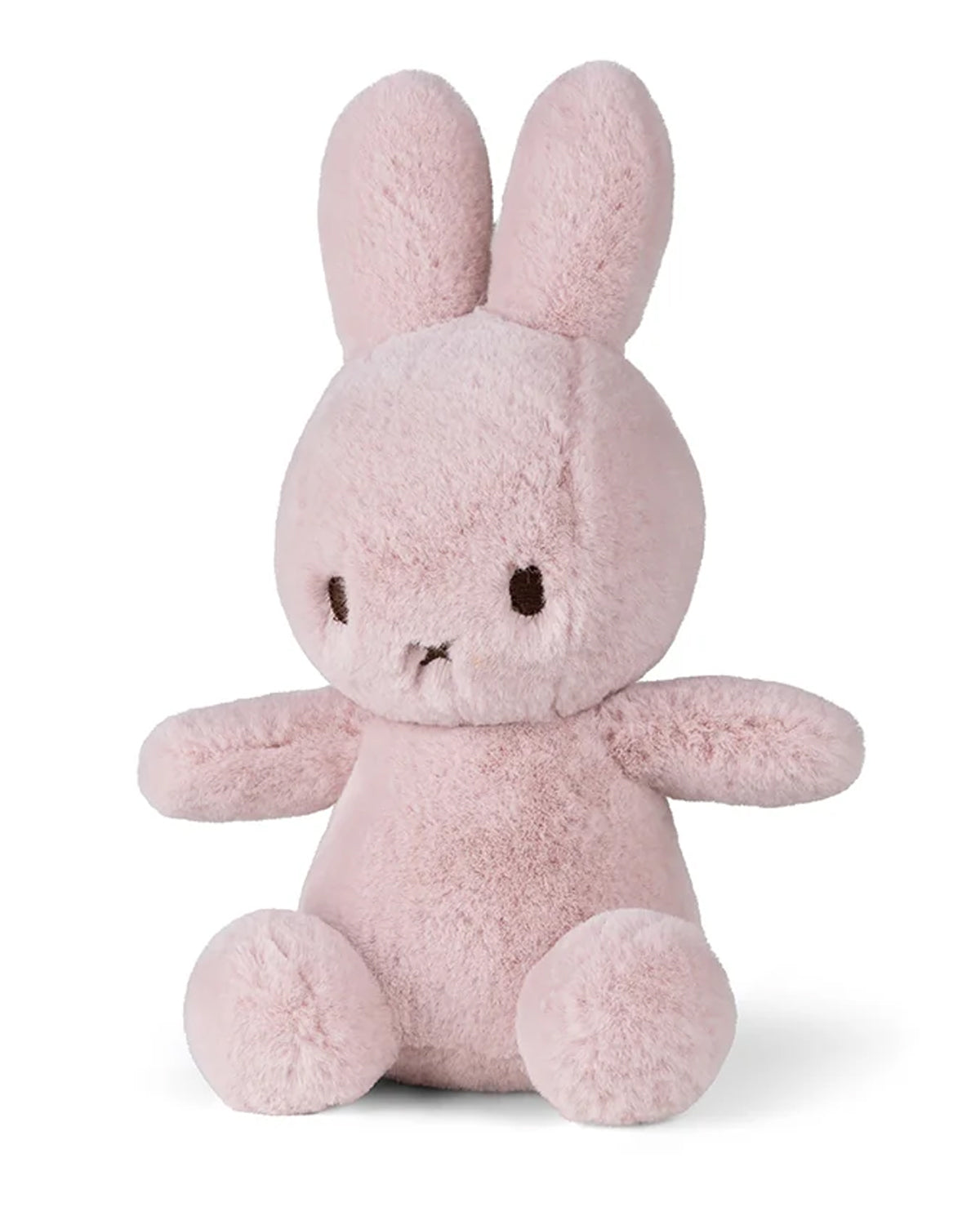Pink plush bunny toy on a white background