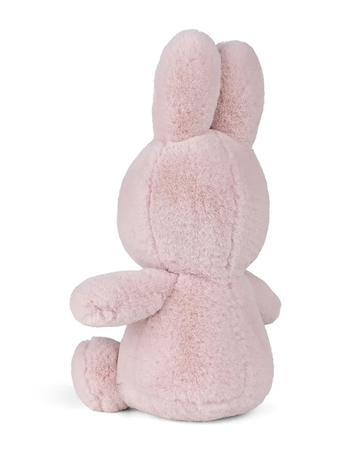 Pink plush bunny toy on a white background
