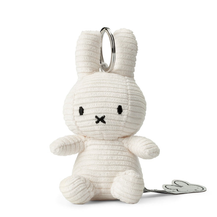 White corduroy Miffy keychain.