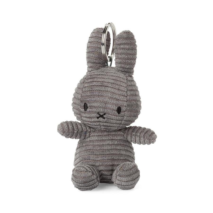 Gray corduroy Miffy bunny keychain.