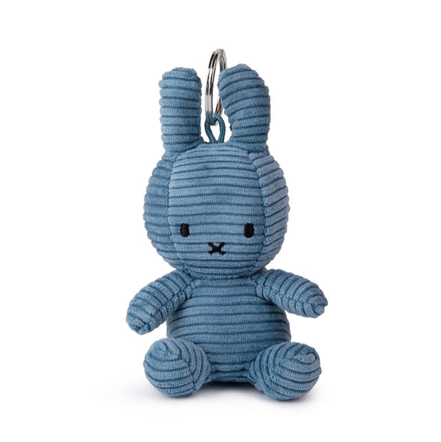 Blue corduroy Miffy bunny keychain.