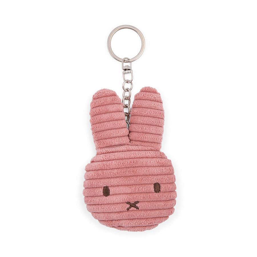 A pink, corduroy, Miffy bunny keychain.