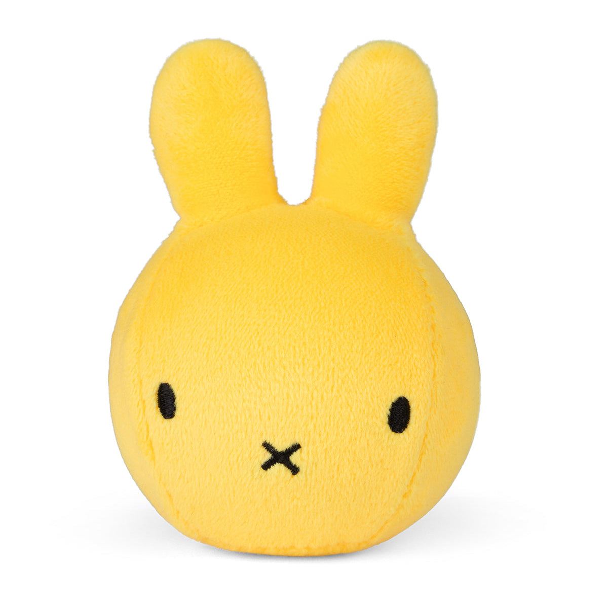 Yellow Miffy plush toy with black eyes and mouth.
