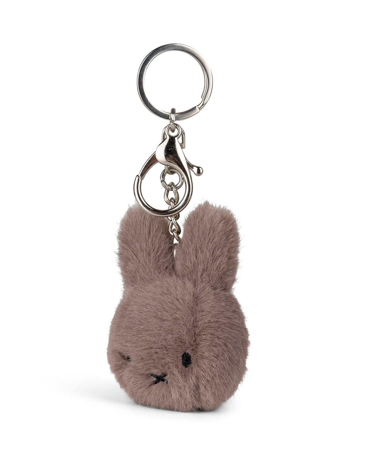 Fluffy gray rabbit keychain.