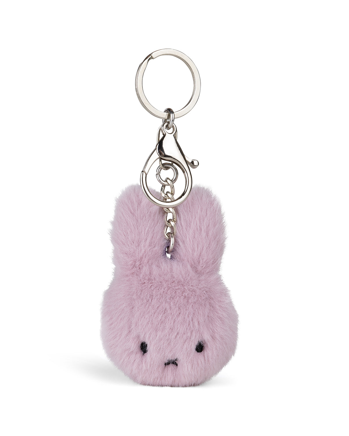 Pink fuzzy bunny keychain.