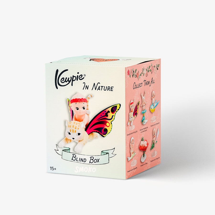 Kewpie blind box packaging with illustrations on a white background