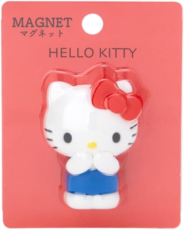 Hello Kitty magnet on red packaging.
