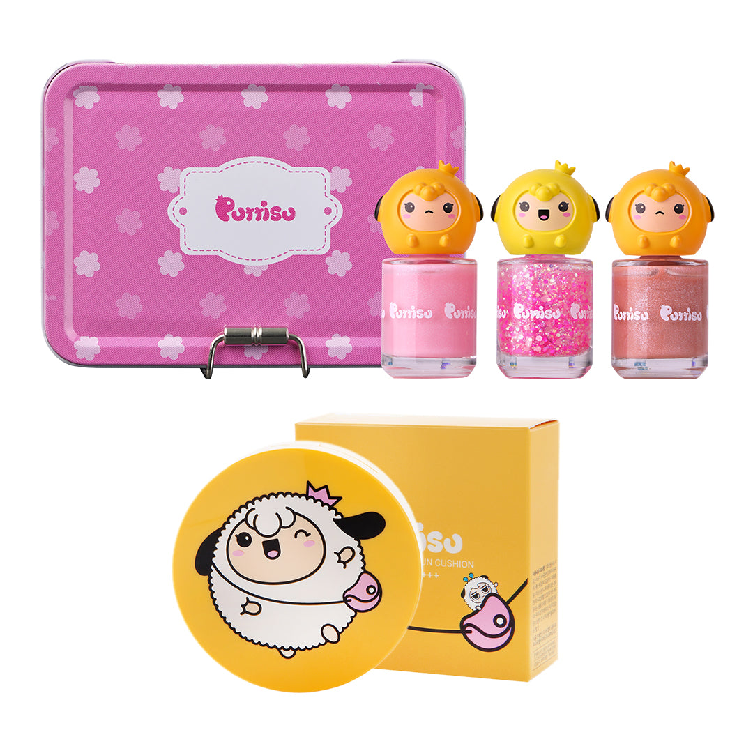 Assorted Puriso cosmetics and nail polishes.