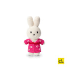 Crocheted Miffy bunny in a pink kimono with white flower details.