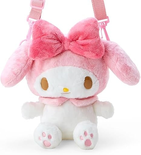 Pink My Melody plush shoulder bag with a large bow.