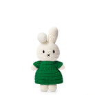 Crocheted Miffy bunny wearing a green dress.