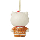 Back view of Hello Kitty ornament in brown gingerbread dress.