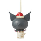 Kuromi Christmas ornament with a red Santa hat and a gold hanging chain.