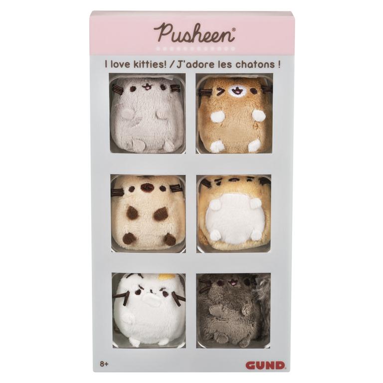 Packaging for a collection of Pusheen plush toys by Gund.