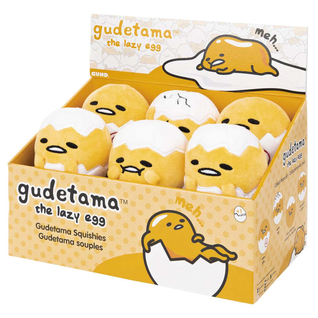 A box of Gudetama squishies.