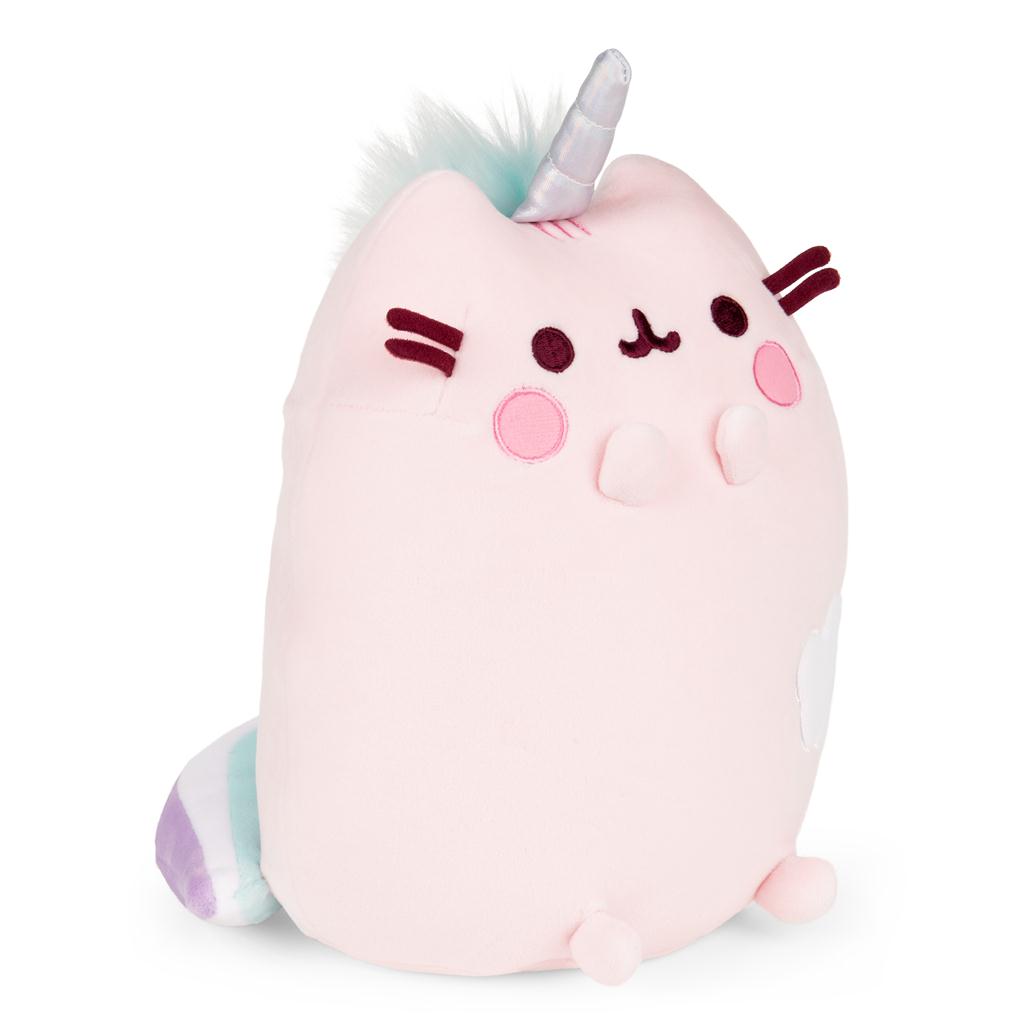Pink unicorn cat plush toy.