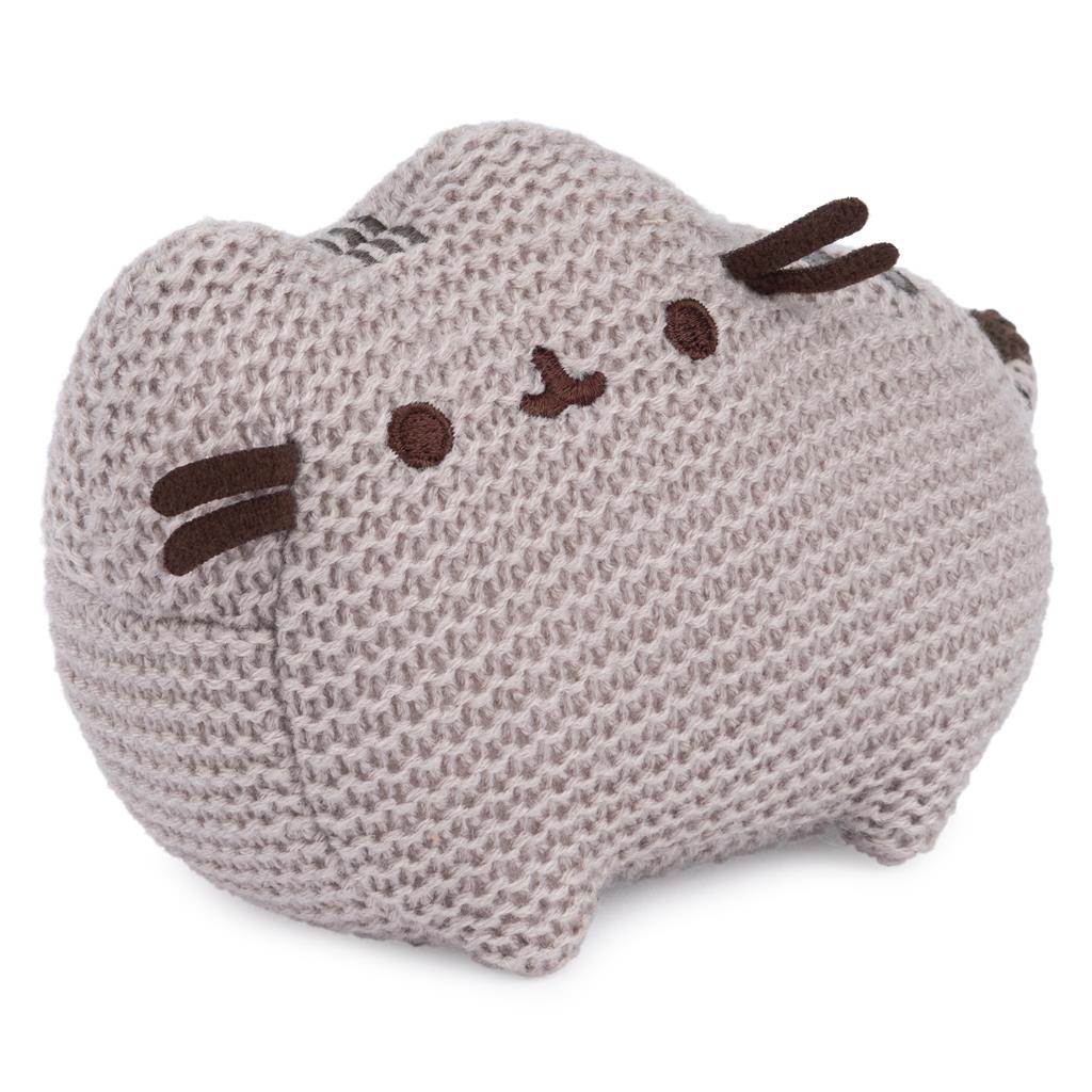 Gray knit Pusheen plush toy.
