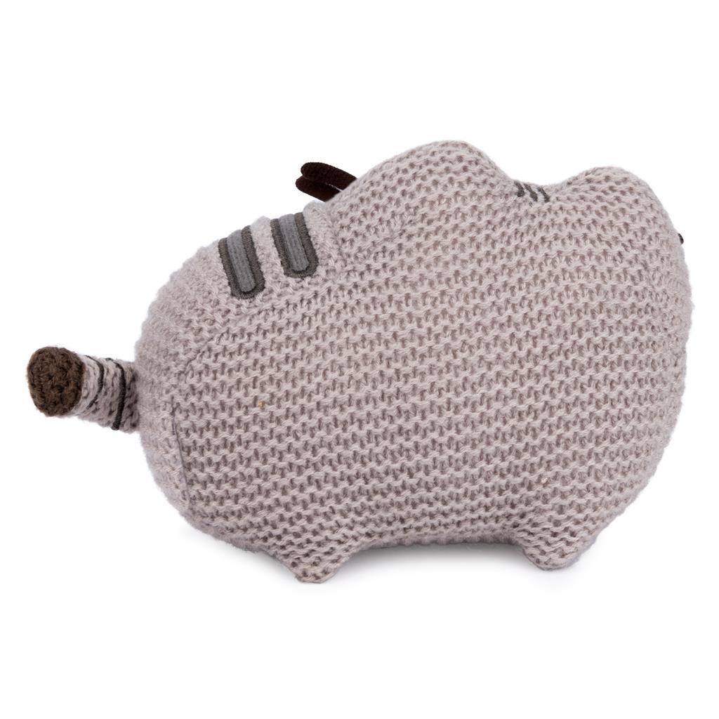 Knitted, gray Pusheen plushie.