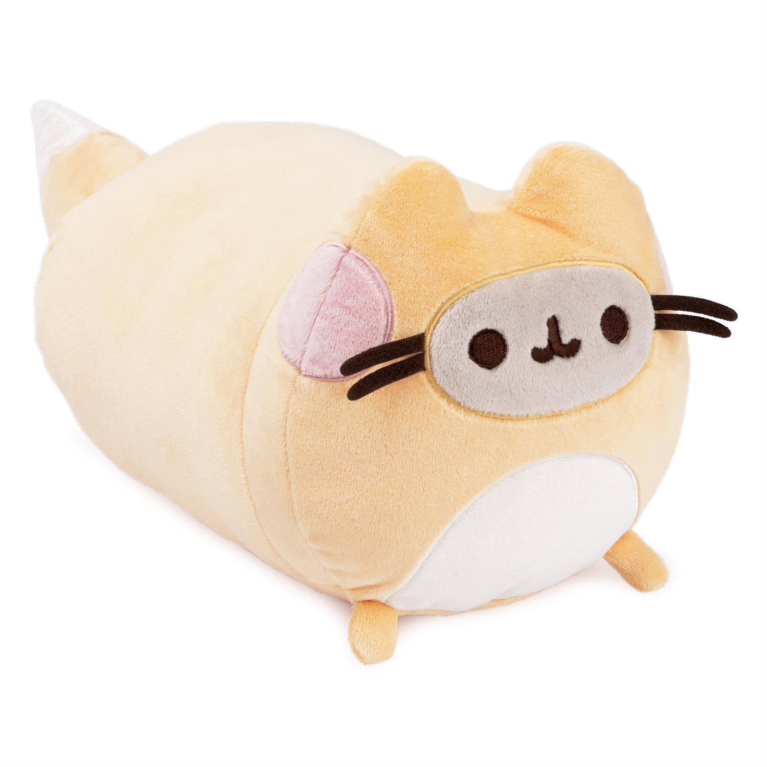 Stuffed Pusheen plushie in sleep mask.