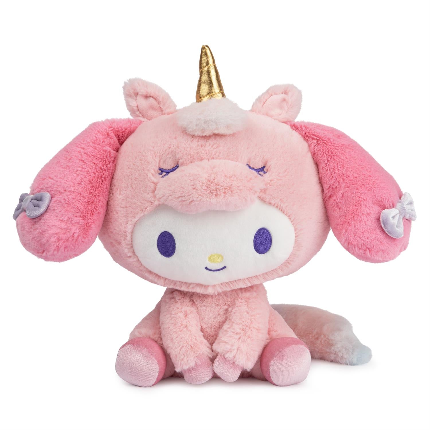 Pink unicorn-themed My Melody plush toy.