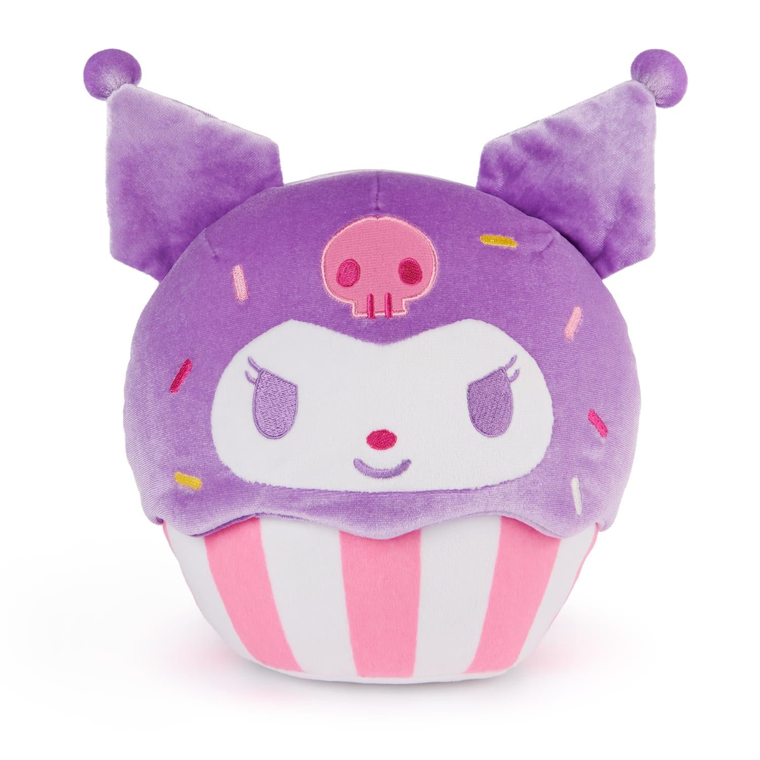 Plush purple Kuromi cupcake toy.