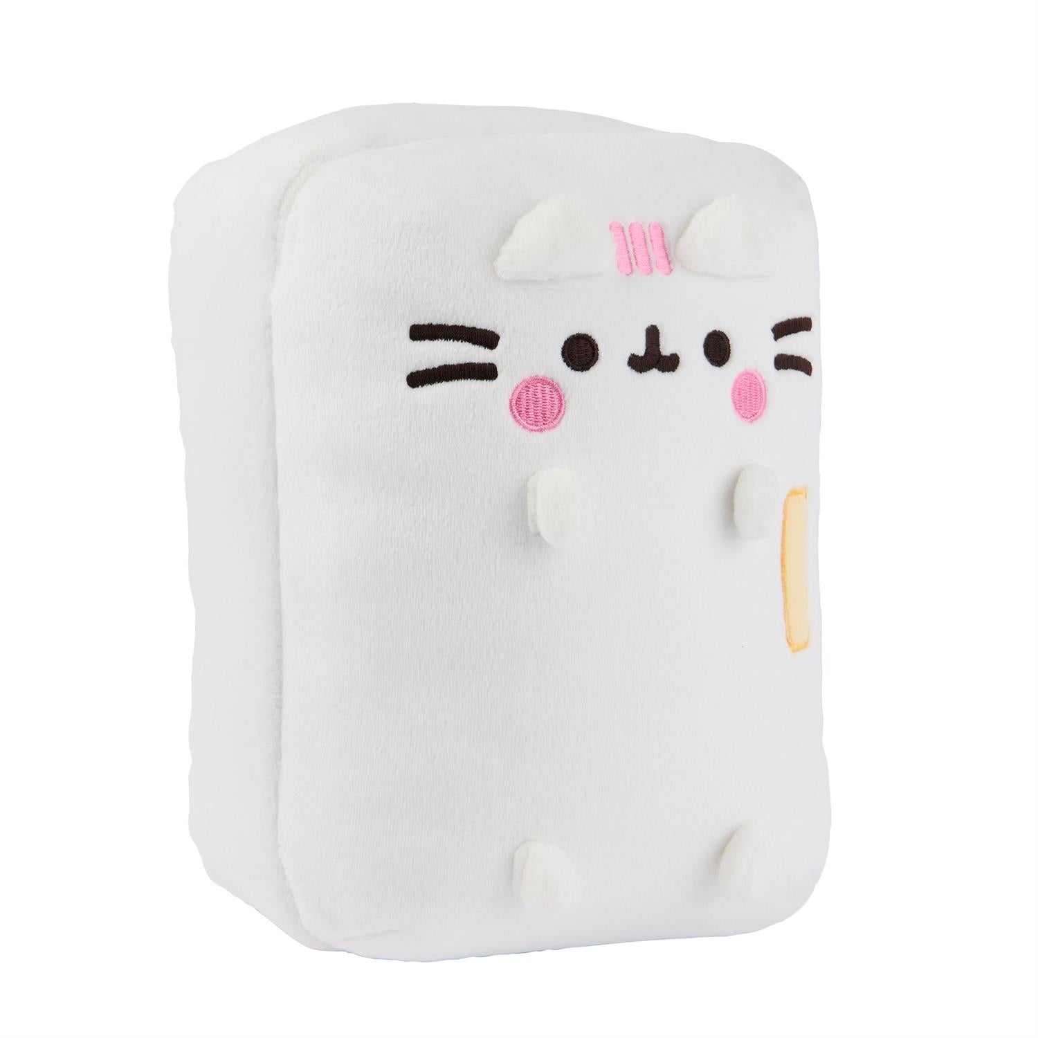 White, rectangular plush cat.