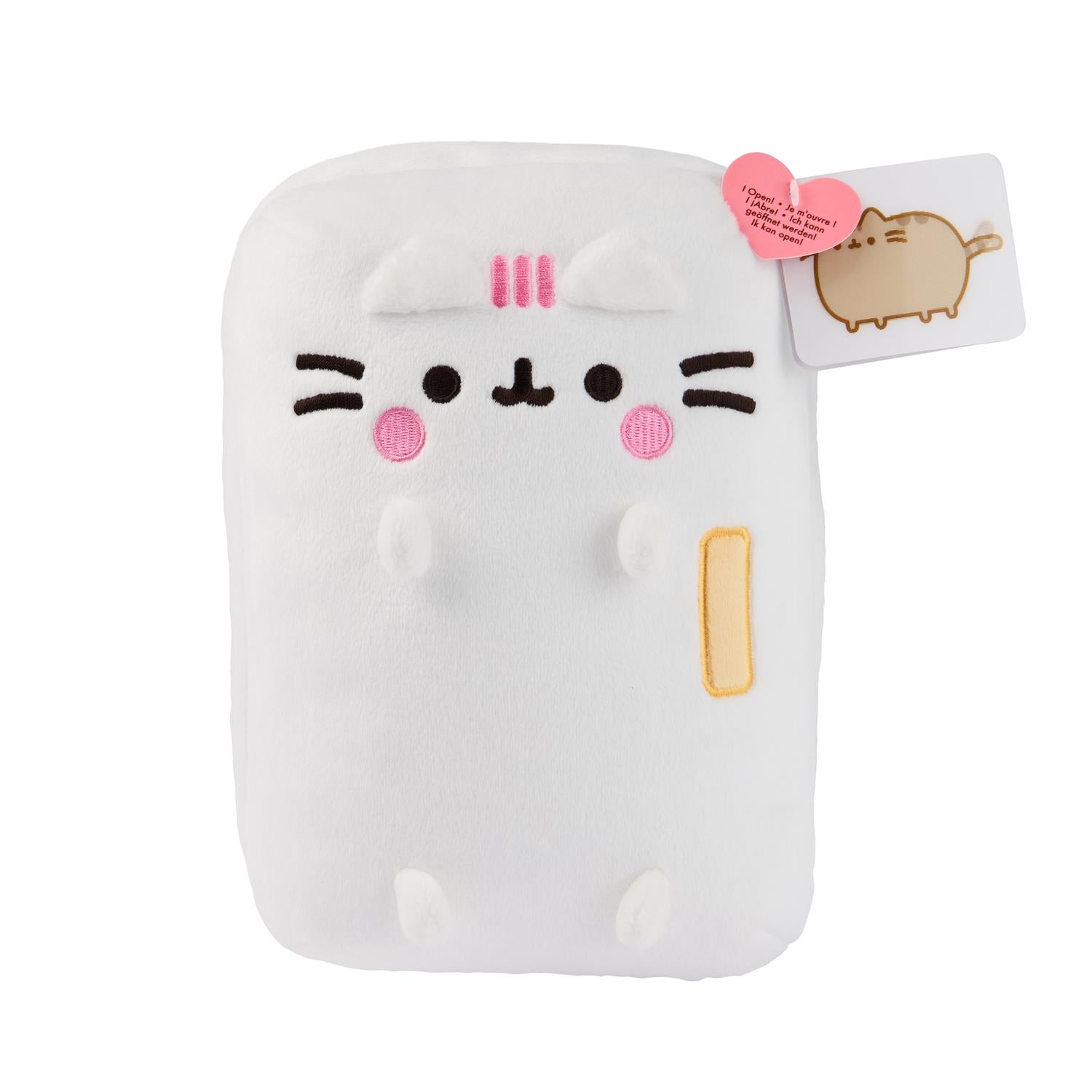 White Pusheen plush with attached tag.
