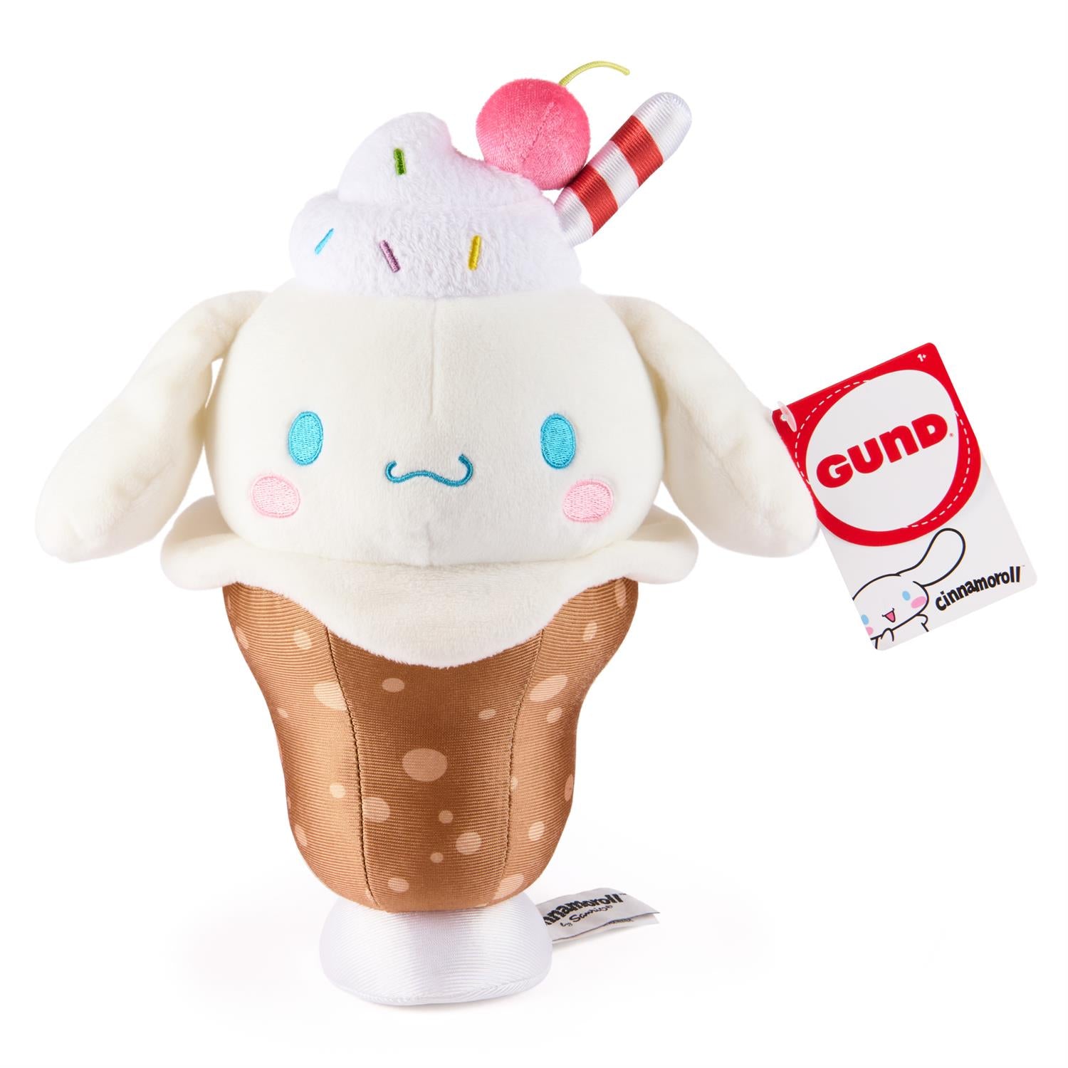 A Cinnamoroll ice cream sundae plush toy.