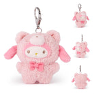 Pink, fuzzy My Melody teddy bear keychain.