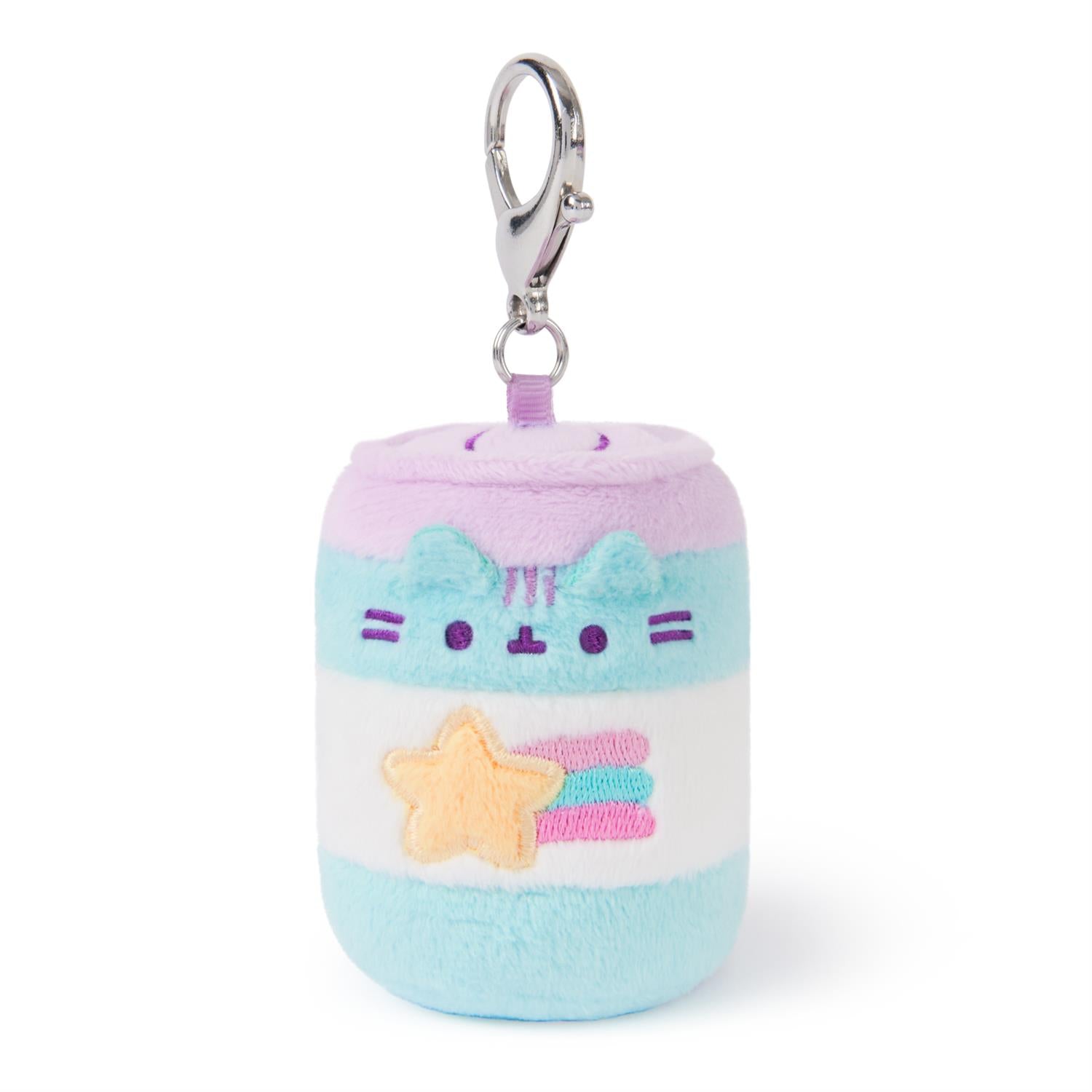 Pastel plush cat keychain.