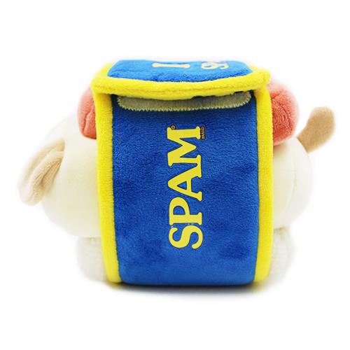 Stuffed animal shaped like SPAM.