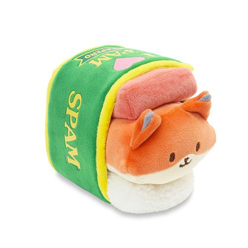 Plush toy shaped like Spam Musubi with a fox inside.