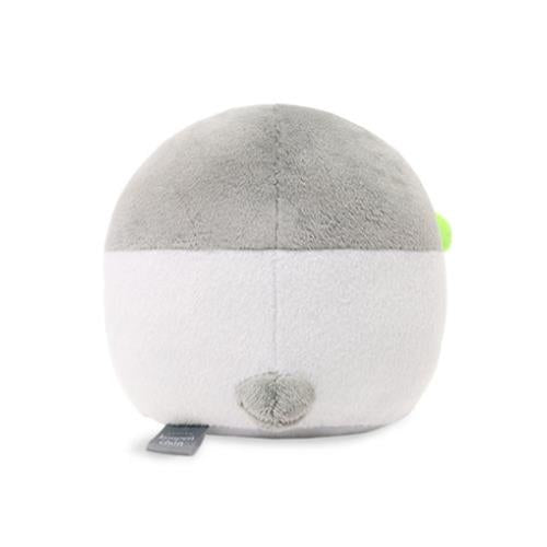 Plush toy with gray and white color block design.