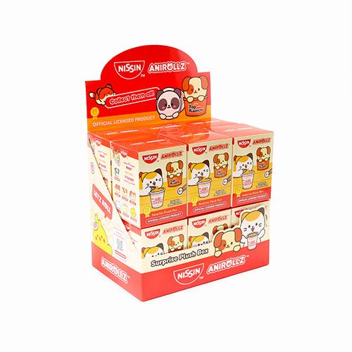Display box of Nissin Anirollz surprise plush boxes.