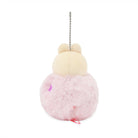 Plush keychain with a pink and cream design on a white background