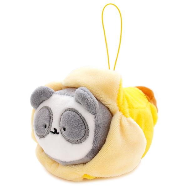 Panda plush toy in a banana costume.