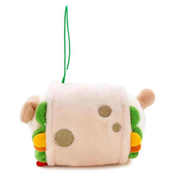 Plush sandwich with a green string on top.