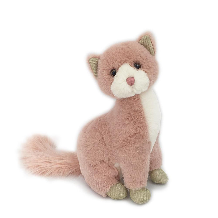 Pink and white stuffed cat.