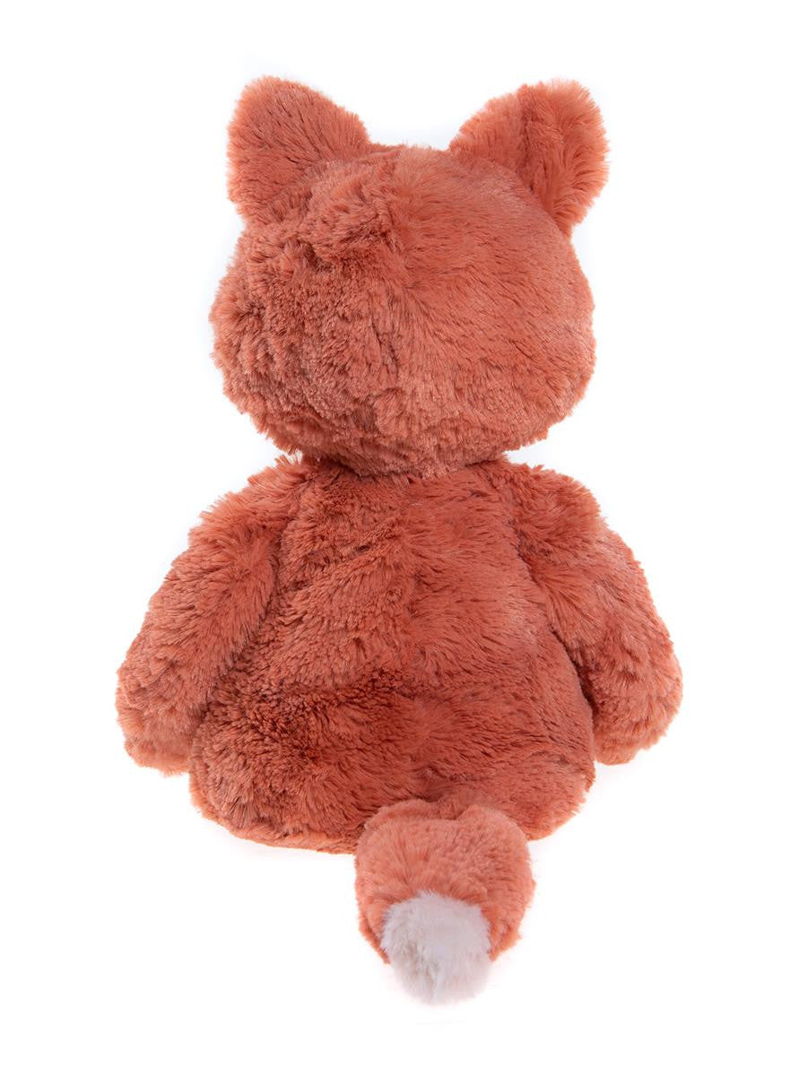 Plush toy fox on a white background