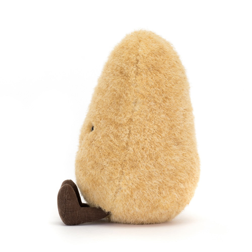 Stuffed toy, light brown, fuzzy, with brown corduroy legs.