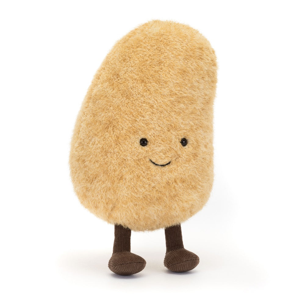 Stuffed potato toy with brown legs.